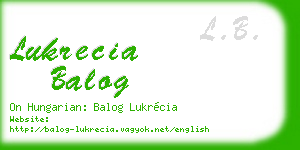 lukrecia balog business card
